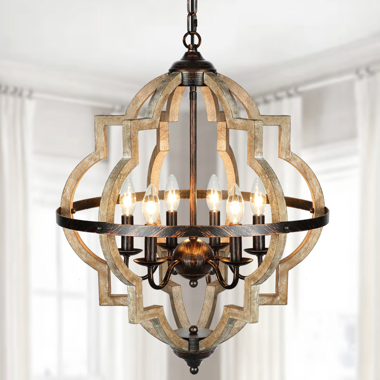 One Allium Way® Gaphna 6 Light Dimmable Lantern Geometric Chandelier